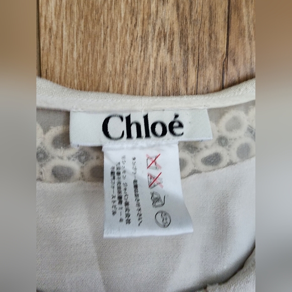 Chloe By Phoebe Philo Porcelain baby doll embroidery rhinestone Shift Dress L. - Picture 5 of 8